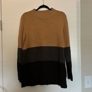 Black, tan, gray mock neck sweater, size M